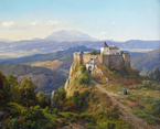 Blick auf Pullach und das Isartal mit Burg Grünwald, Öl auf Leinwand, um 1860